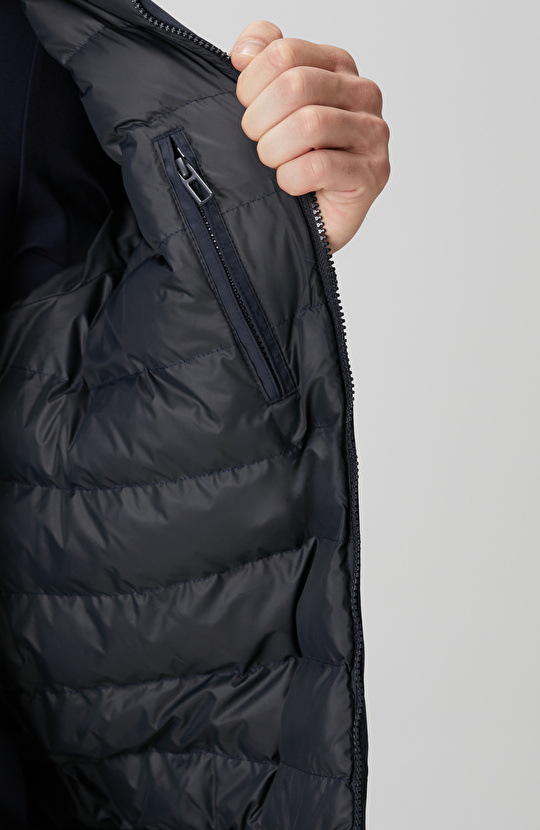 Lacivert Dik Yaka Su İtici Özellikli Mont