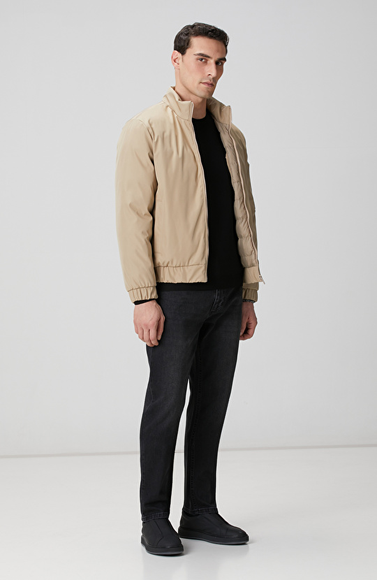 Koyu Bej Su İtici Özellikli Kapitoneli Mont