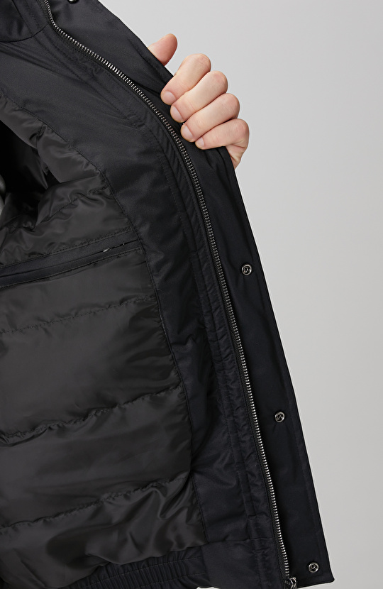 Siyah Körük Cep Detaylı Mont