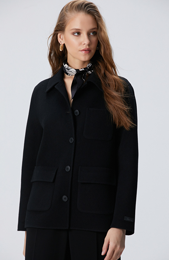 Limited Siyah Yün karışımlı Astarsız Ceket