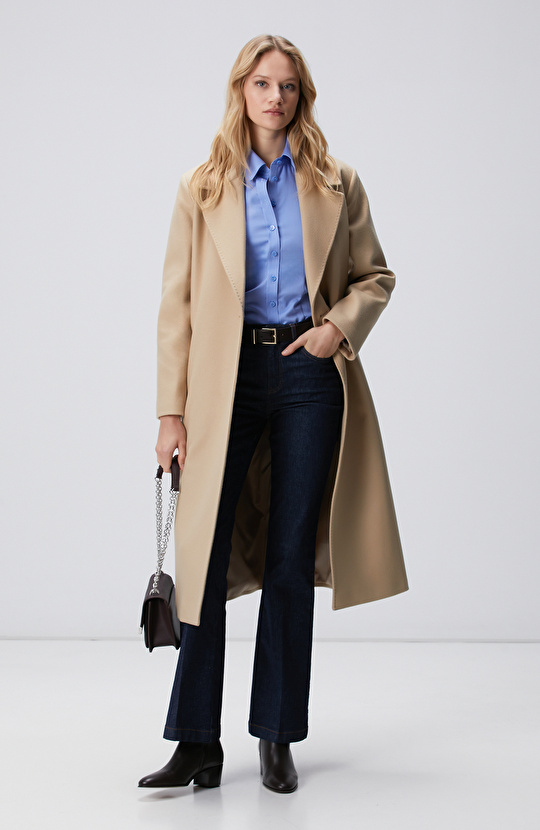 Taş Kaşmir ve Yün Karışımlı Palto