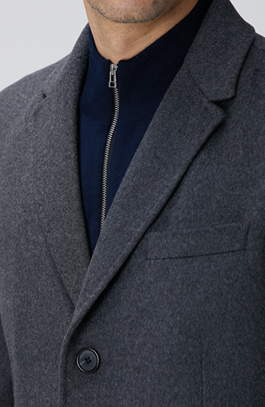 Antrasit Kaşmir Karışımlı Palto