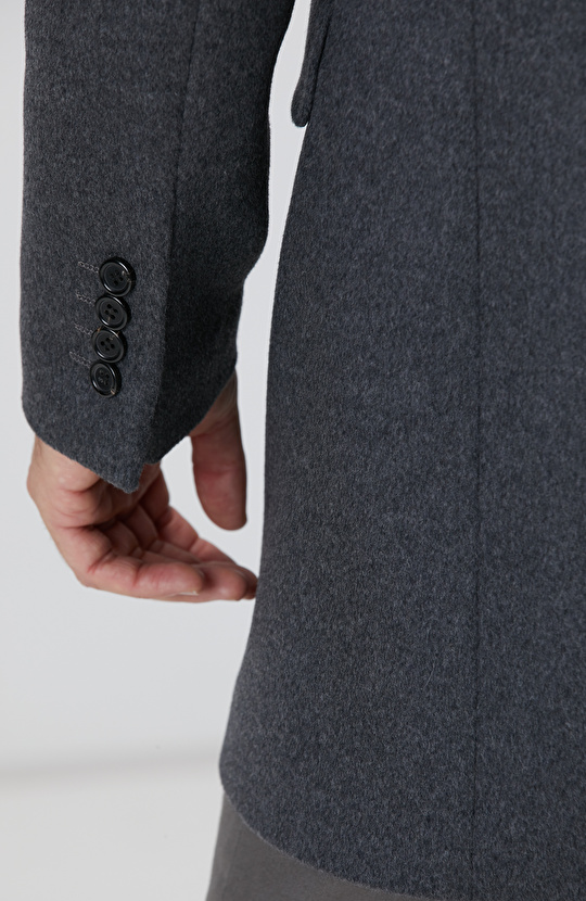 Antrasit Kaşmir Karışımlı Palto