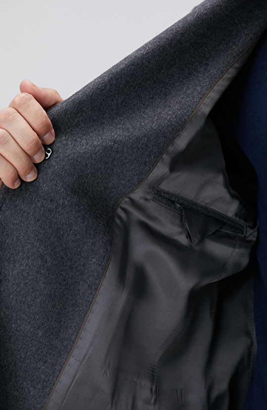 Antrasit Kaşmir Karışımlı Palto