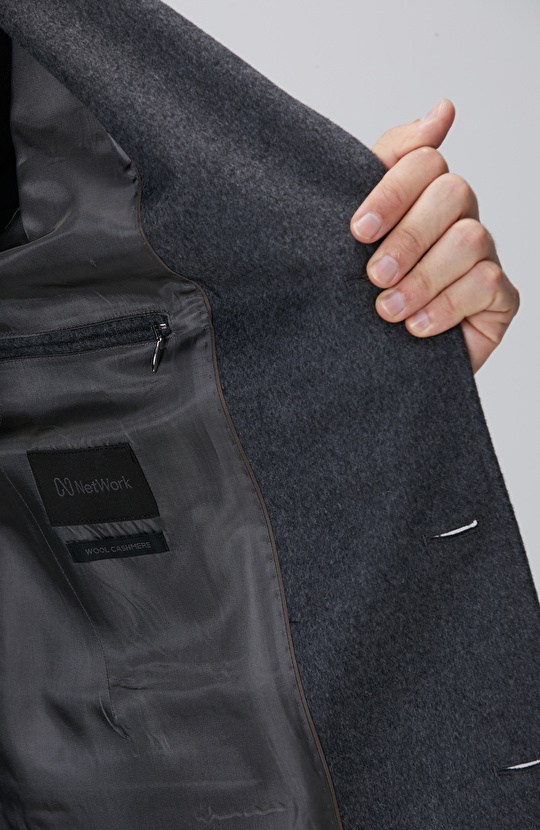 Antrasit Kaşmir Karışımlı Palto