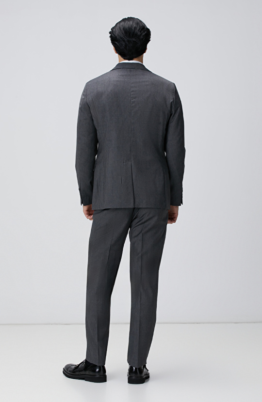 Antrasit Çizgili Yün Takım Elbise