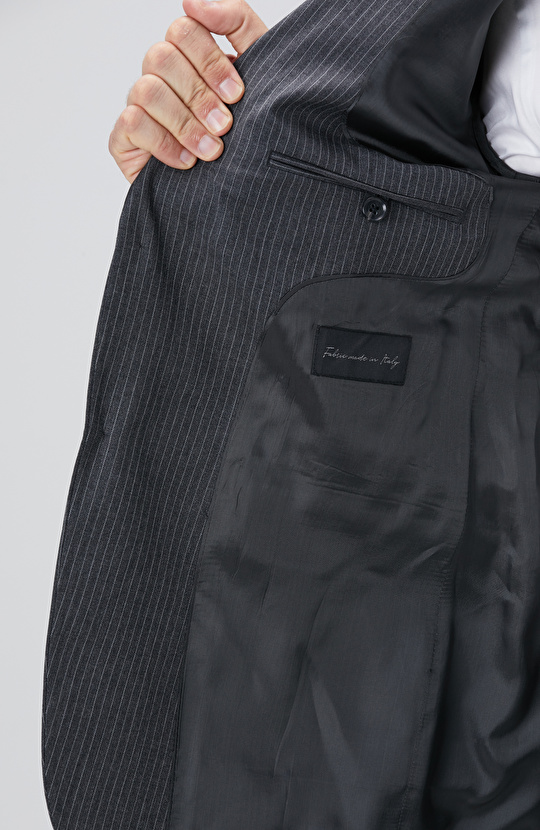 Antrasit Çizgili Yün Takım Elbise