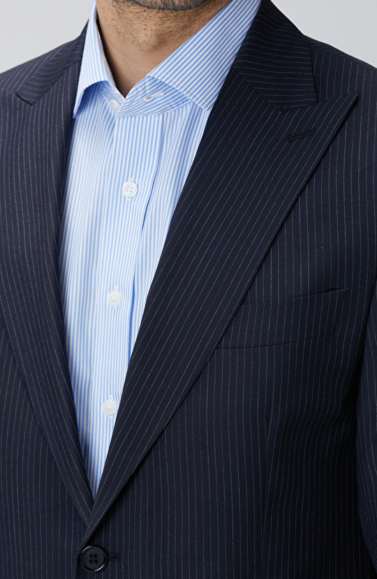 Siyah Çizgili Yün Takım Elbise