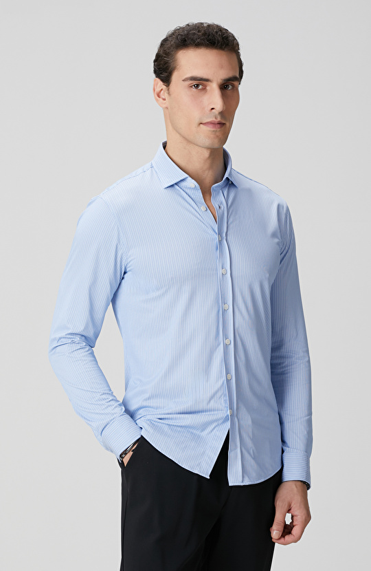 N-Tech Mavi Çizgi Desenli Gömlek N-Tech Mavi Çizgi Desenli Gömlek