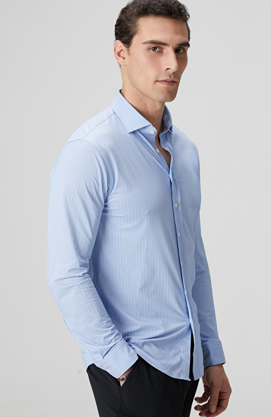 N-Tech Mavi Çizgi Desenli Gömlek