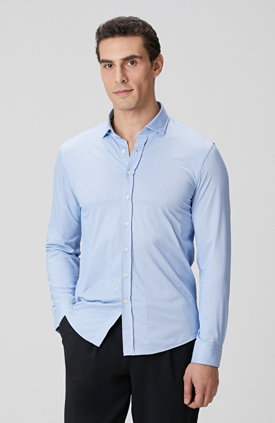 N-Tech Mavi Çizgi Desenli Gömlek