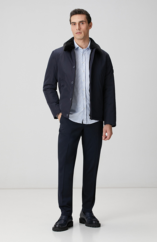 N-Tech Mavi Beyaz Çizgi Desenli Gömlek