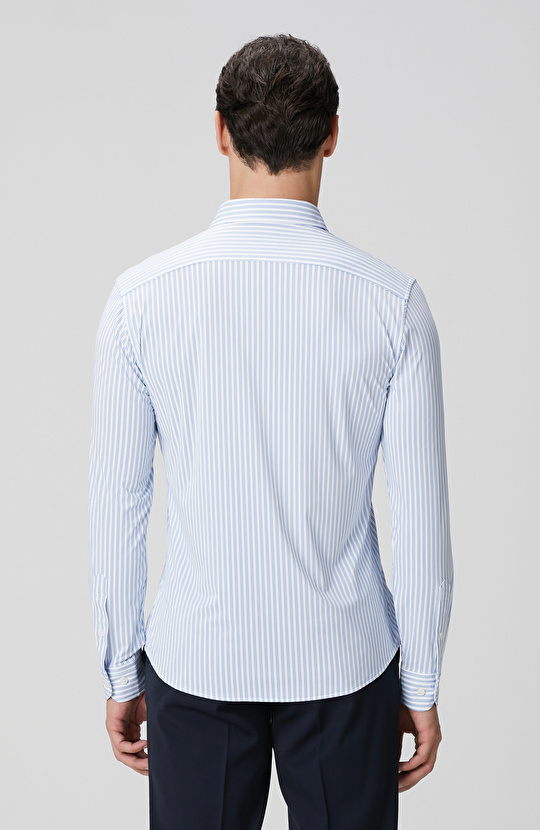 N-Tech Mavi Beyaz Çizgi Desenli Gömlek
