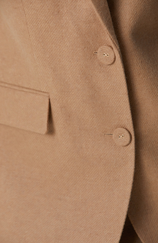 Koyu Bej Yün Karışımlı Ceket