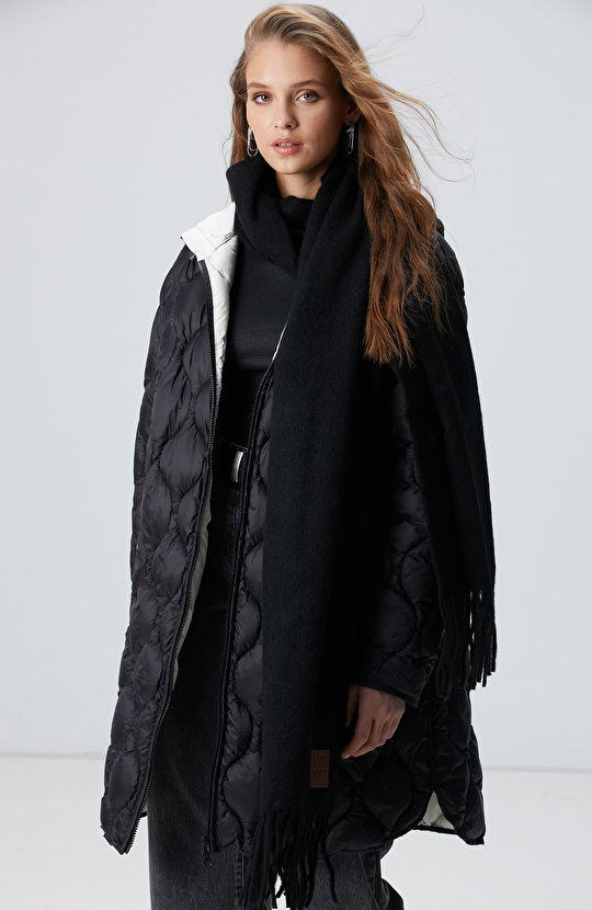 Siyah Kadın Yün Karışımlı Şal