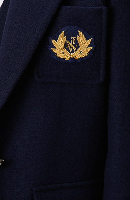 Lacivert Yün Karışımlı Ceket