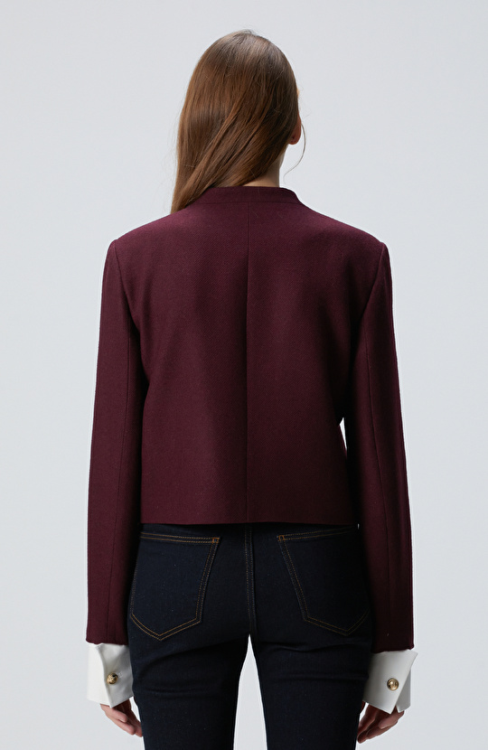 Vişne Yün Karışımlı Ceket