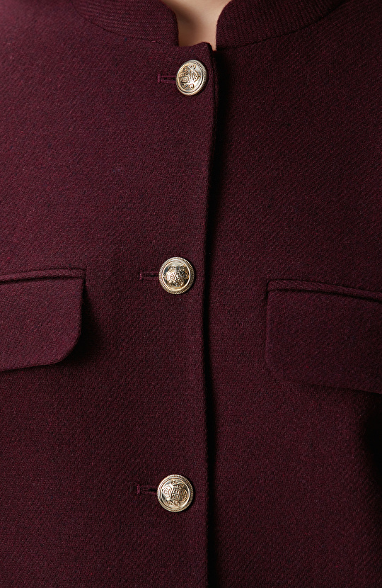 Vişne Yün Karışımlı Ceket