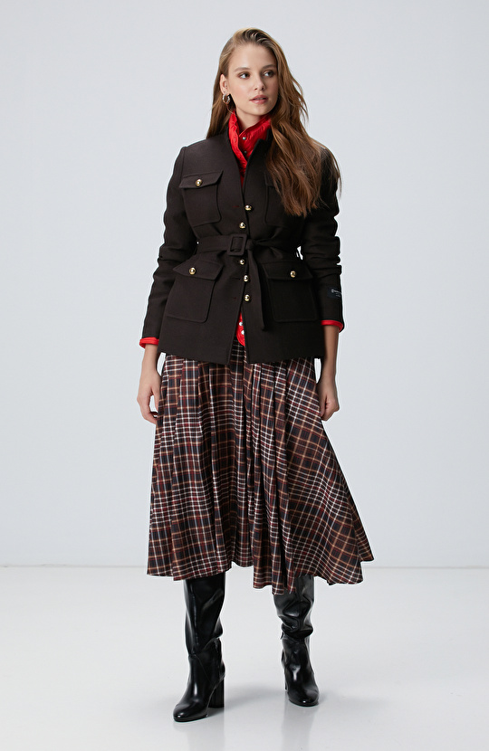 Acı Kahve Yün Karışımlı Ceket