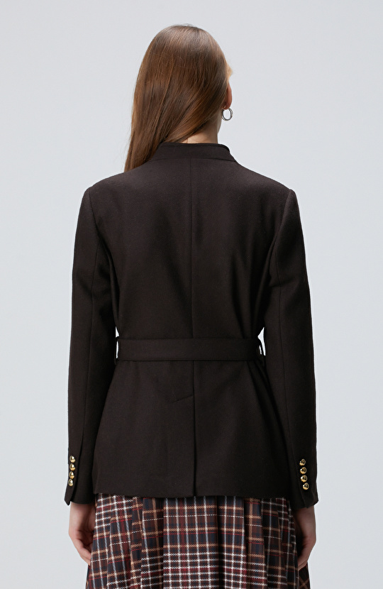 Acı Kahve Yün Karışımlı Ceket