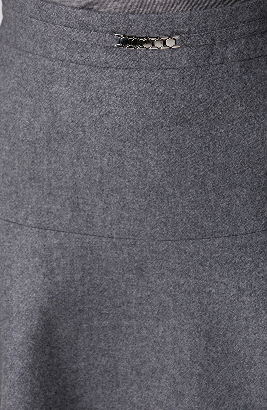 Gri Melanj Yün Karışımlı Mini Etek