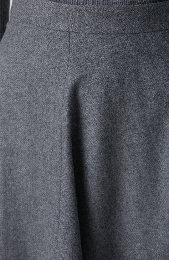 Gri Melanj Yün Karışımlı Etek