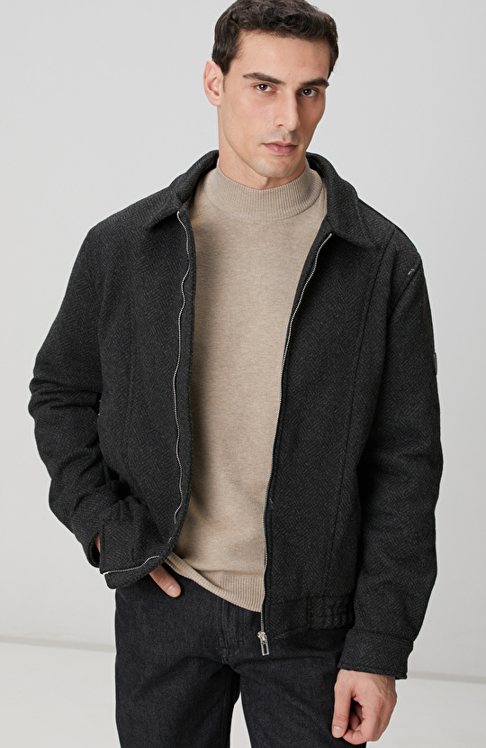 Siyah Diyagonal Desenli Pilot Mont