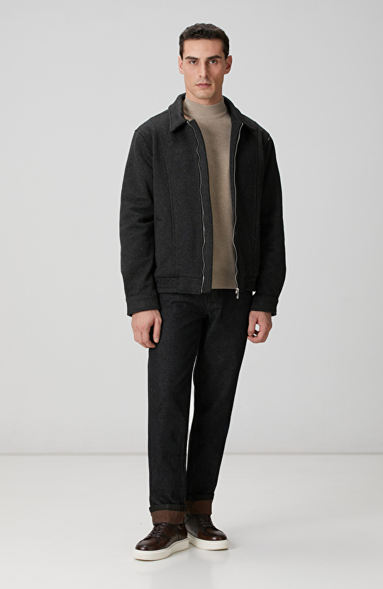 Siyah Diyagonal Desenli Pilot Mont