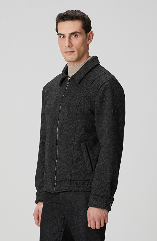 Siyah Diyagonal Desenli Pilot Mont