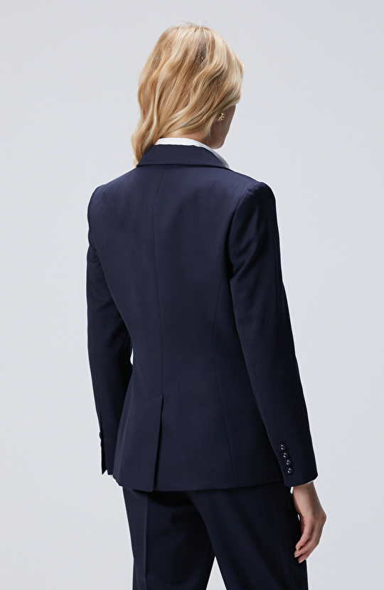 Lacivert Yün Karışımlı Ceket