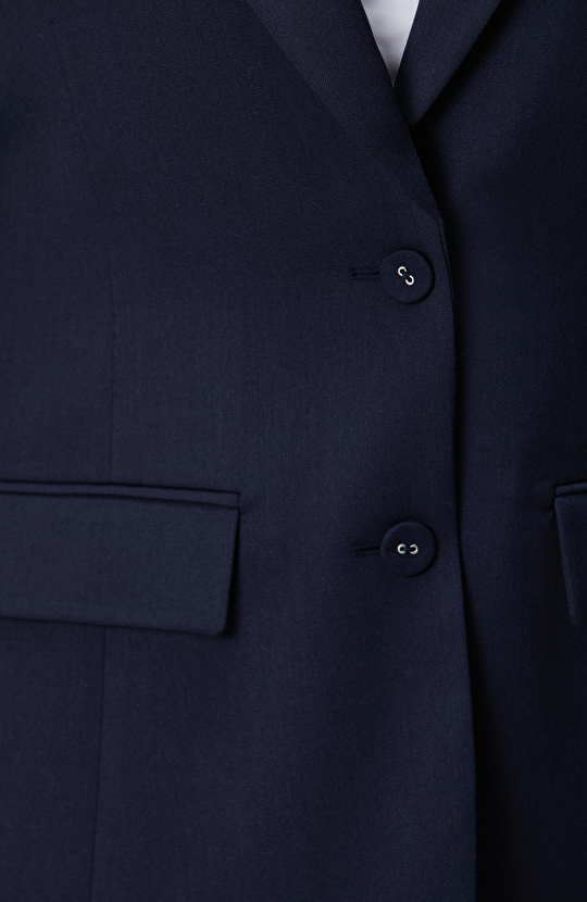 Lacivert Yün Karışımlı Ceket