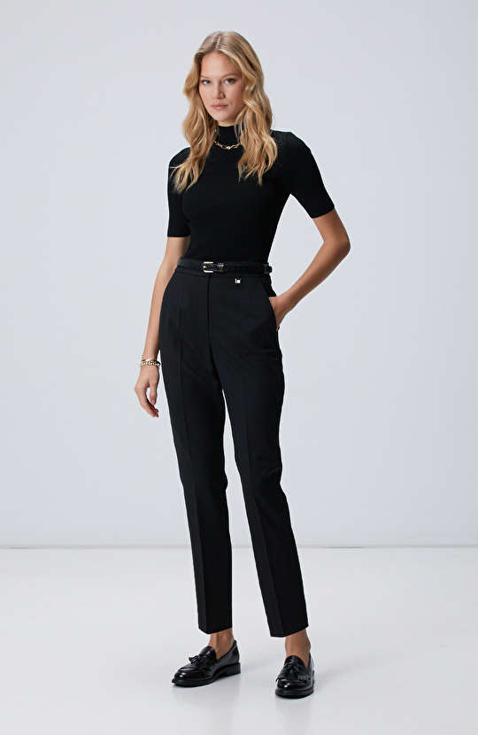 Siyah Yün Karışımlı Pantolon Siyah Yün Karışımlı Pantolon