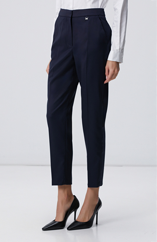 Lacivert Yün Karışımlı Pantolon