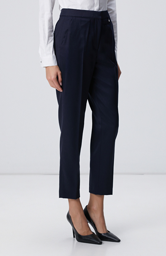 Lacivert Yün Karışımlı Pantolon