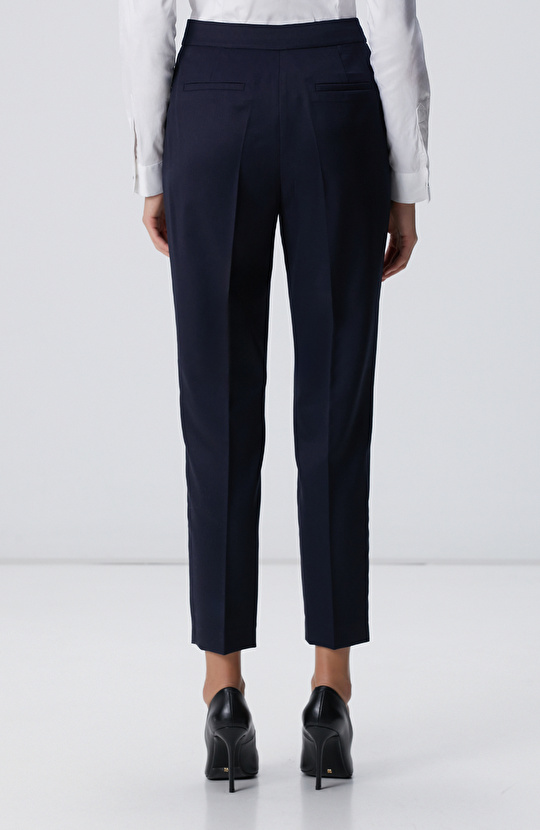 Lacivert Yün Karışımlı Pantolon