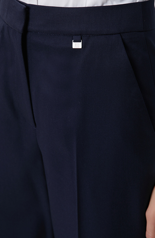 Lacivert Yün Karışımlı Pantolon