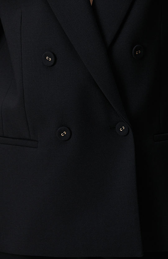 Siyah Yün Karışımlı Ceket