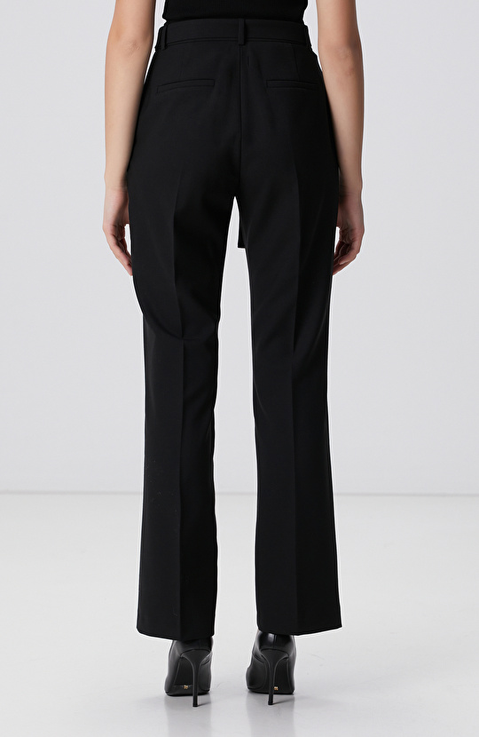 Siyah Yün Karışımlı Pantolon