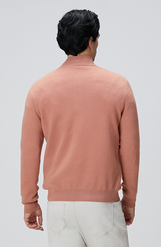 Somon Yakası Fermuarlı Triko Kazak