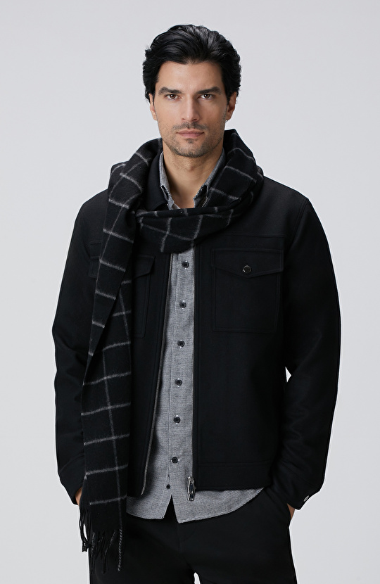 Siyah Erkek Yün Atkı