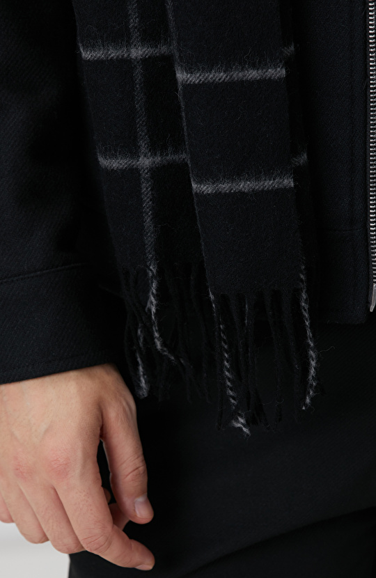 Siyah Erkek Yün Atkı