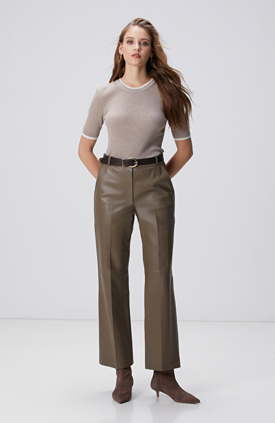 Vizon Melanj Çift Renkli Kısa Kol Triko Kazak