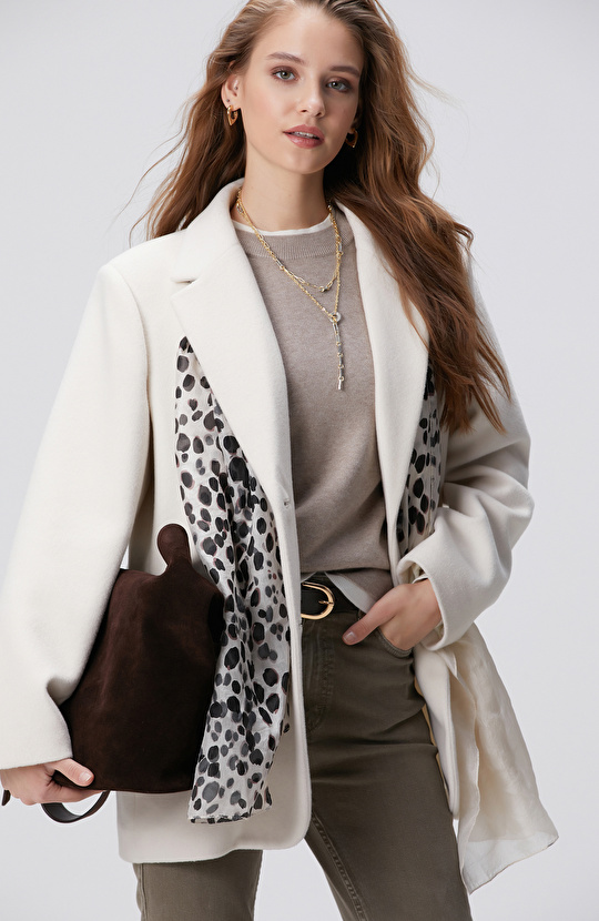 Vizon Melanj Yün Karışımlı Oversize Triko Kazak