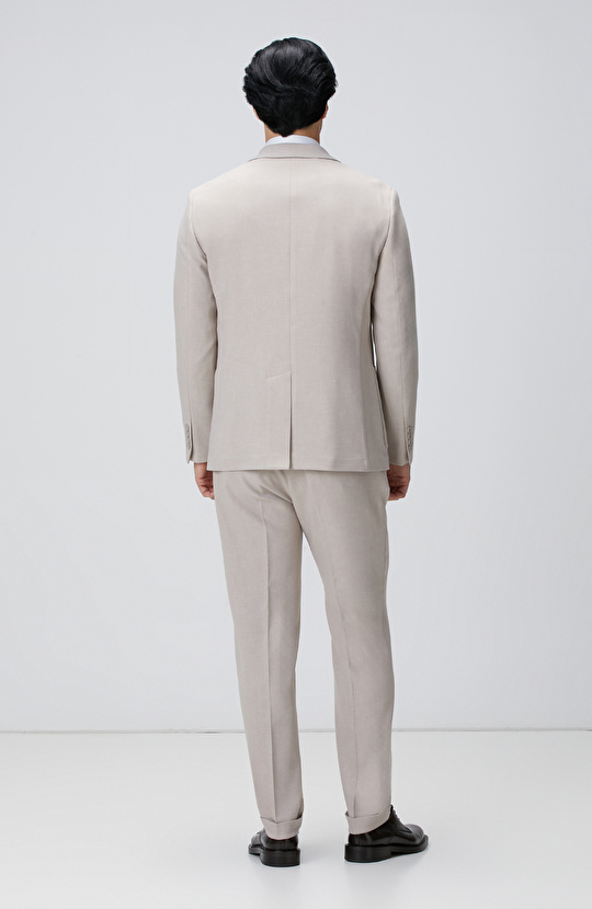 Bej Melanj Armürlü Takım Elbise