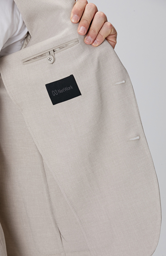 Bej Melanj Armürlü Takım Elbise