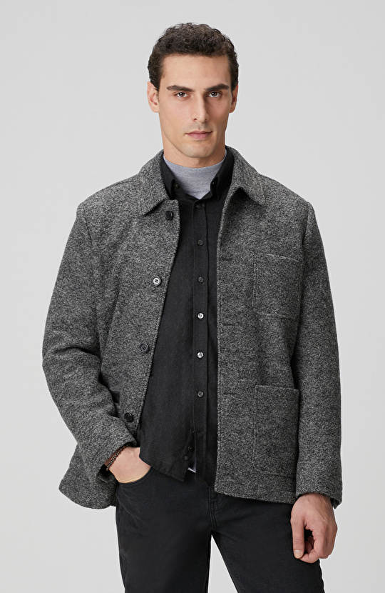 Gri Melanj Yün Örme Ceket