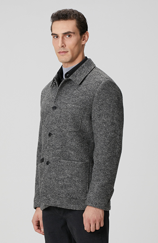 Gri Melanj Yün Örme Ceket