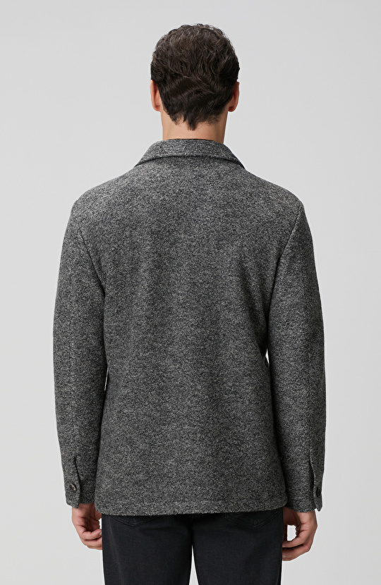 Gri Melanj Yün Örme Ceket