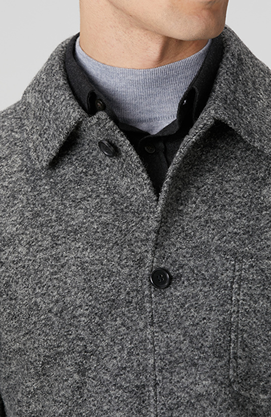 Gri Melanj Yün Örme Ceket