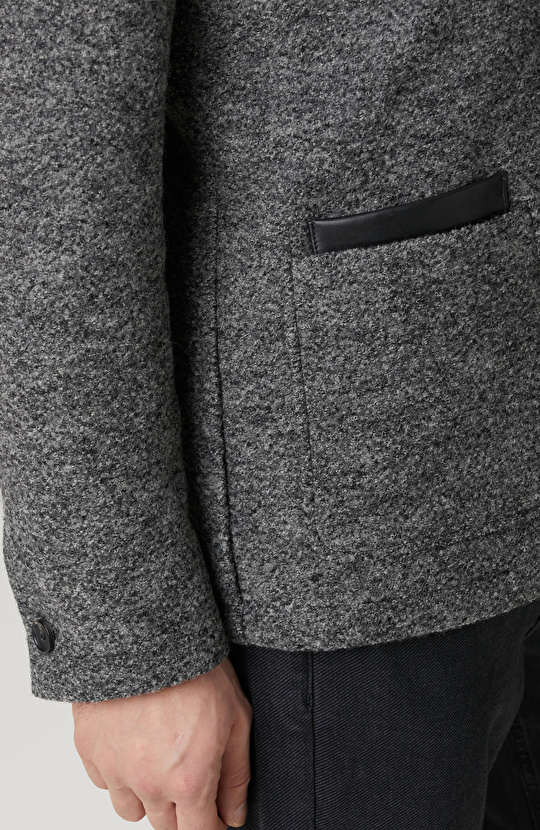 Gri Melanj Yün Örme Ceket